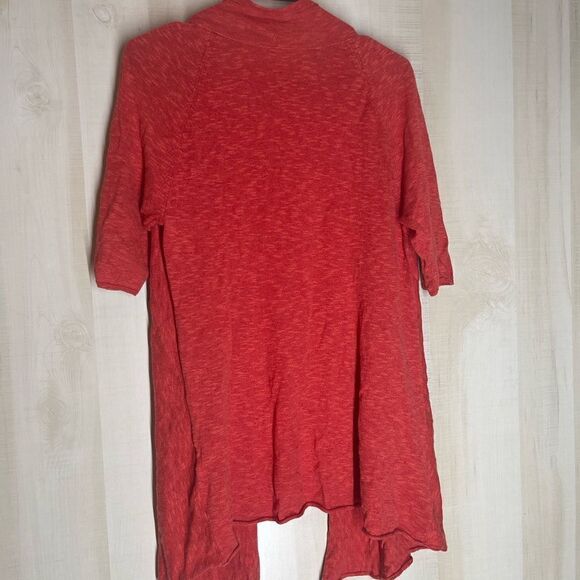 Eileen Fisher Red Linen Blend Open Front Cardigan 3/4 Sleeve Casual Medium - Picture 7 of 14